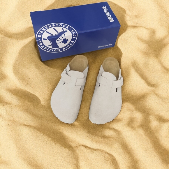 Birkenstock Boston White Narrow Mules - Picture 1 of 6
